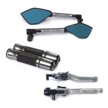 Imagem de Kit Manete Manopla Retrovisor Hayabusa Bandit Gsx 1250 650f - NoBrand,