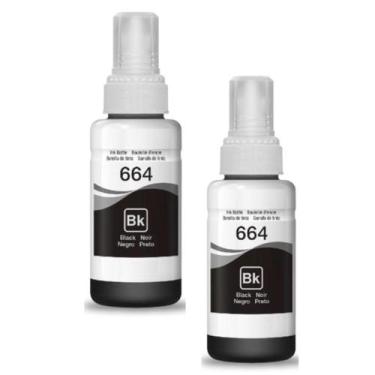 Imagem de Kit 02 Refil de Tinta Preta T664 Para Epson L375 L395 L396 L355 L365 -