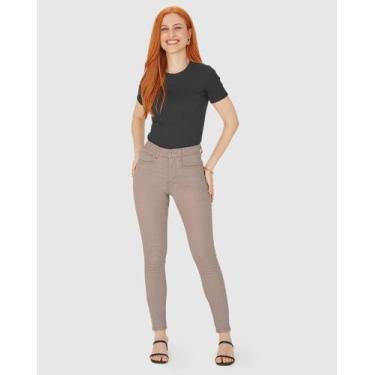Imagem de Calça Skinny Feminina Cintura Média Em Flex Jeans - Malwee, Marrom, 36