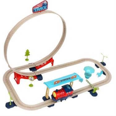Imagem de Brinquedo de Montar Pista e Estação de Trem Deluxe 2 em 1 C/ Som Caste