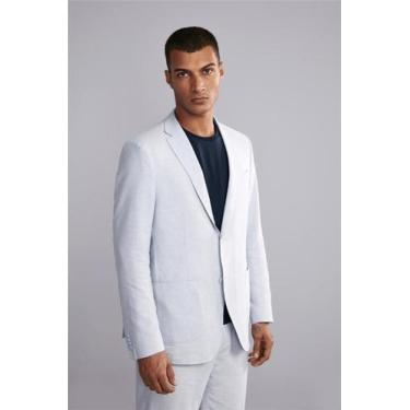 Imagem de Blazer Alfaiataria Liso Linen Blend Slim Fit - Azul Claro - Highstil, 