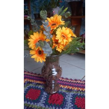 Imagem de Vaso de vidro com flor artificiais , 3kg