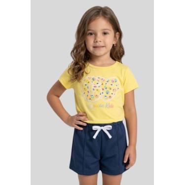 Imagem de Conjunto Infantil Juvenil Verão Roupa Menina Blusa Meia Malha Algodão 