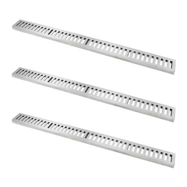 Imagem de Kit 3 Ralo Grelha Linear com Caixilho 7126X3GDA Drenagem de Aguas Pluviais Alumínio Escovado Prata GDA Industria