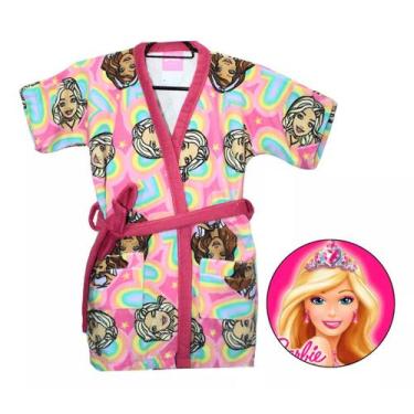 Imagem de Roupao Aveludado Infantil Quimono Estampado Barbie P Lepper