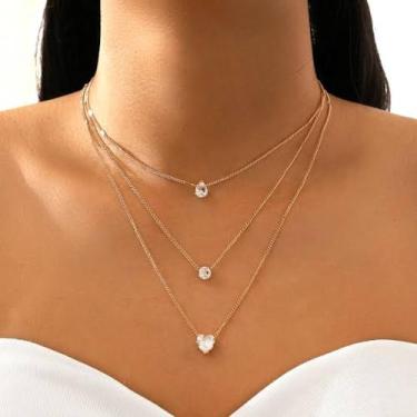 Imagem de Conjunto Colar cor prata com pedras - Kstore