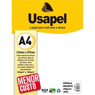 Imagem de Papel A4 Perolado Filiperson Usapel 180g Multiuso Branco