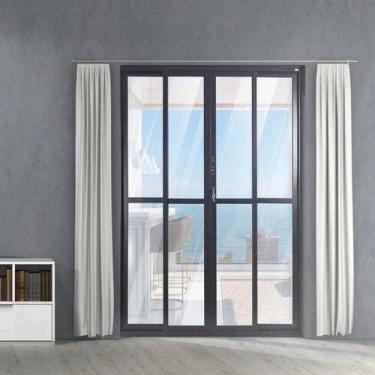 Imagem de Porta de Aluminio de Correr 210x150cm 4 Folhas Topsul Preto Esquadrisu