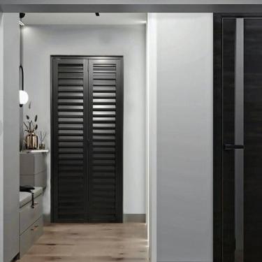 Imagem de Porta Camarão Palheta Linha 25 210x70 Abertura Esquerda Preto Esquadri