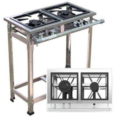 Imagem de Fogão Industrial Inox 2 Duas Bocas de Baixa Pressão Queimador Simples 