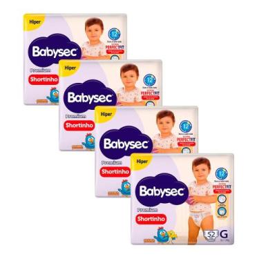Imagem de Kit 4 Fralda Shortinho Babysec Premium Tamanho G com 48 Fraldas Descar