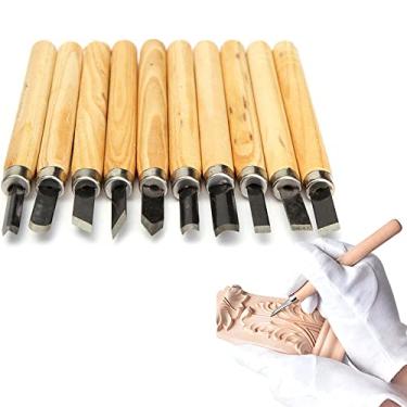 Imagem de Jogo Kit De Goiva Mini Formão Xilogravura 10pçs P/Entalhar Esculpir Madeira Resina Gesso Argila