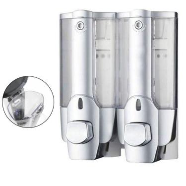 Imagem de Dispenser Duplo Sabonete Shampoo Detergente Alcool Gel Cozinha Banheiro Casa Hotel Restaurante