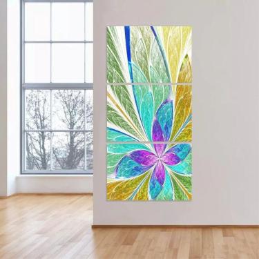 Imagem de Quadro Vertical Para Corredor Sala Recepção Abstrato Vitral