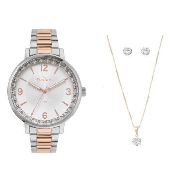 Imagem de Kit Relógio Condor Feminino COPC21JBG/K4J + colar e brincos