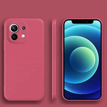 Imagem de para Mi 11 Mi11 Lite Ultra Pro Capa de telefone de silicone líquido quadrado para Xiaomi Mi 11 Ultra Mi11 Mi 11 Lite Mi 11t 11 T Mi11t Pro, Camellia Red, para mi 11 lite 5g
