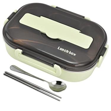 Imagem de Lancheira de estudante port¨¢til,bandeja remov¨ªvel manter fun??o quente pl¨¢stico de grau aliment¨ªcio leve port¨¢til isolado para acampamento de viagem escolar trabalhador de escrit¨®rio(green), Lan