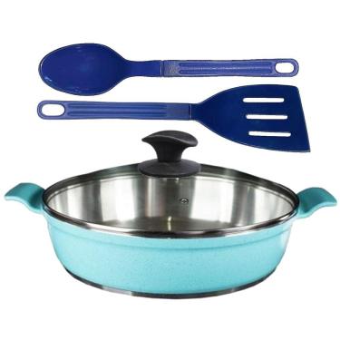 Imagem de Frigideira Azul Turquesa Alumínio Usinado Talher 01 AA 30cm