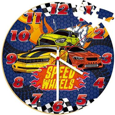 Imagem de Quebra-cabeca Madeira Speed Wheels Relogio 64 Pecas Brincadeira De Criança Multicor