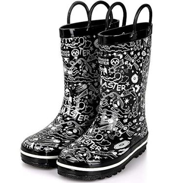 Imagem de Botas de chuva infantis sem BPA da OutdoorMaster, fácil de calçar para meninos e meninas, Space Bonanza, 6 Wide Toddler
