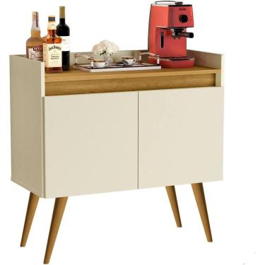 Imagem de Aparador Buffet Sala 2 Portas Luxo Prime Off White / Madeirado - JM Casa dos Móveis