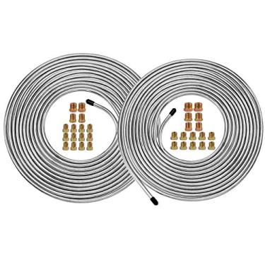 Imagem de MuHize Kit de tubulação de linha de freio, tamanho duplo de 25 m, 25 m, rolo de freio de aço galvanizado duplo de zinco, antiferrugem para carros, caminhões - Substituição da linha de transmissão de