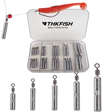 Imagem de THKFISH Pesos de pesca Chumbada de pesca Pesos Drop Shot Kit de Pesos de Pesca Drop Shot Rig Ganchos Malucos Ganchos Offset Equipamento de Pesca E-28 peças - Forma delgada
