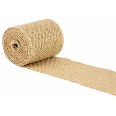 Imagem de CleverDelights Fita de serapilheira natural de 10 cm - borda acabada - 10 jardas - Tecido de juta