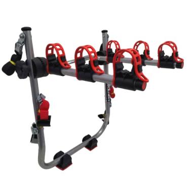Imagem de Suporte para bike Transbike para 3 bicicletas Prata tira Vermelha Sedan Hatch