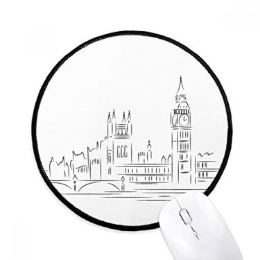 Imagem de DIYthinker Sketch UK Landmark Flag Mark Illustration Mouse Pad Desktop Office Round Mat para Computador