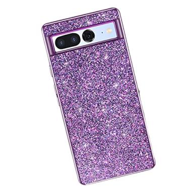 Imagem de YINGDAFENG Capa para Google Pixel 7Pro/7, capa rígida brilhante à prova de choque galvanizada com proteção de câmera, roxa, 7 6,3 polegadas