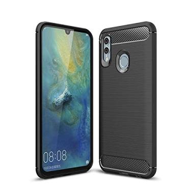 Imagem de YUNCHAO Caixa de telefone Textura de fibra de carbono TPU Case à prova de choque para Huawei Honor 10 Lite/P Smart 2019 capa para celular