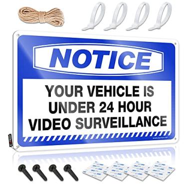 Imagem de Sinais adultos para homem caverna aviso que seu veículo está sob 24 horas vigilância por vídeo placa de lata cartazes de bar placas de rua para quarto (tamanho: 30X40cm)