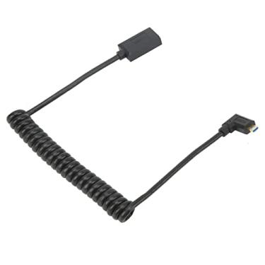 Imagem de Cabo Em Espiral Micro HD Multimídia, Interface Multimídia de Boa Flexibilidade 8K60Hz Cabo de Mola Fêmea para MP4 (90 Graus Inclinado para a Direita)