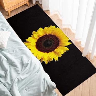 Imagem de Tapete de corredor, tapete preto antiderrapante para corredor, tapete para lavanderia, cabeceira, banheiro, quarto, 48 x 163 cm