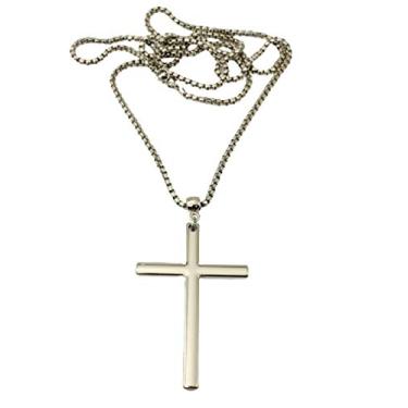 Imagem de Colar longo crucifixo prateado bijuterias acessorios