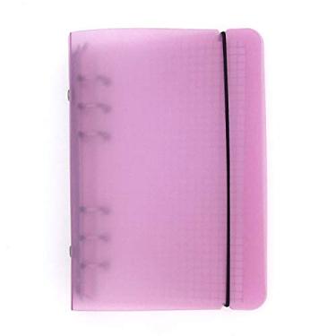 Imagem de A6 / A5 6 furos capa PP colorida redonda anel vista Pasta de arquivo para protetores de folha solta/protetor de capa de fichário (Pink, A5 mini set)