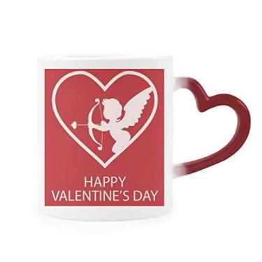 Imagem de Caneca branca Angel Arrow Dia dos Namorados sensível ao calor Caneca vermelha muda de cor