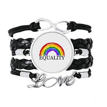 Imagem de OFFbb-USA Diferença de Gênero e Identidade, Pulseira de Igualdade de Arco-Íris Acessório de Amor Pulseira de Couro Trançado para Presente