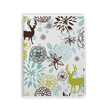 Imagem de Diário de capa macia para decoração de veados com flores e animais de Natal