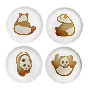 Imagem de 4 peças de pratos de tempero para alívio de gatos de cerâmica, tigela de mergulho, prato de sobremesa – 8,9 cm, Panda, free, 1