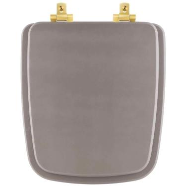 Imagem de Assento Sanitário Mdf Soft Close Boss Stone (Cinza Fosco) Para Vaso Incepa Com Ferragem Dourada