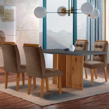 Imagem de Sala de Jantar Mesa Olímpia 120CM MDF Canto Copo com 4 Cadeiras Carol Moderna