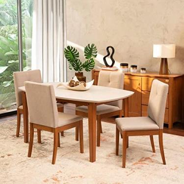 Imagem de Conjunto Mesa de Jantar e 4 Cadeiras Tiê Maxx Cabecasa Madeiramadeira Bege/amêndoa/off White