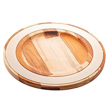 Imagem de Sousplat de Madeira com Aço Inox Teca Chamapnhe 35cm x 2cm - Wolff Craft