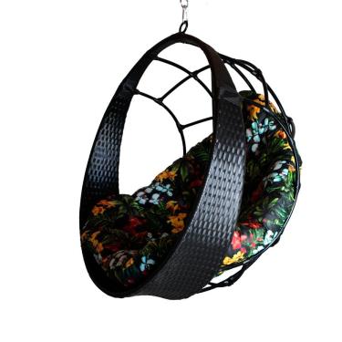 Imagem de Balanço Suspenso Ninho Almofada Preto Florido Preto