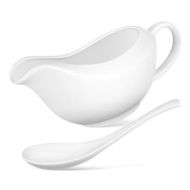 Imagem de LIFKOME balde de molho de bife Molheira de cerâmica com concha molheira de mesa creme de porcelana temperos tigelas de condimentos molheira com alça mini balde de suco tremonha recipiente