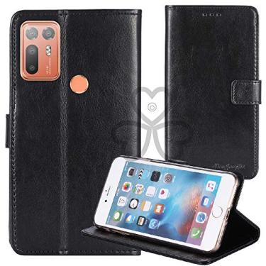 Imagem de TienJueShi Capa protetora de couro TPU com suporte de livro preto retrô para HTC Desire 20 Plus 6,5 polegadas capa de gel carteira Etui
