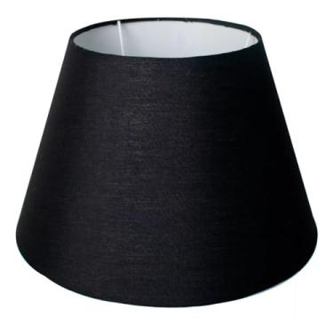Imagem de Cúpula de Abajur Média Formato Coliseu 19cm x 16cm x 28cm Tecido Algodão Revestimento Acetato Encaixe Nacional 3,5cm (Preto)