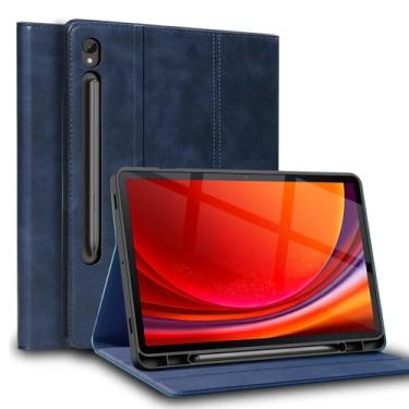 Imagem de NANRUIL Capa protetora para Samsung Galaxy Tab S9/S9 FE de 11 polegadas com suporte para caneta S modelo 2023 (SM-X710/X716B/X718U/X510), capa protetora de couro legítimo, despertar/hibernar